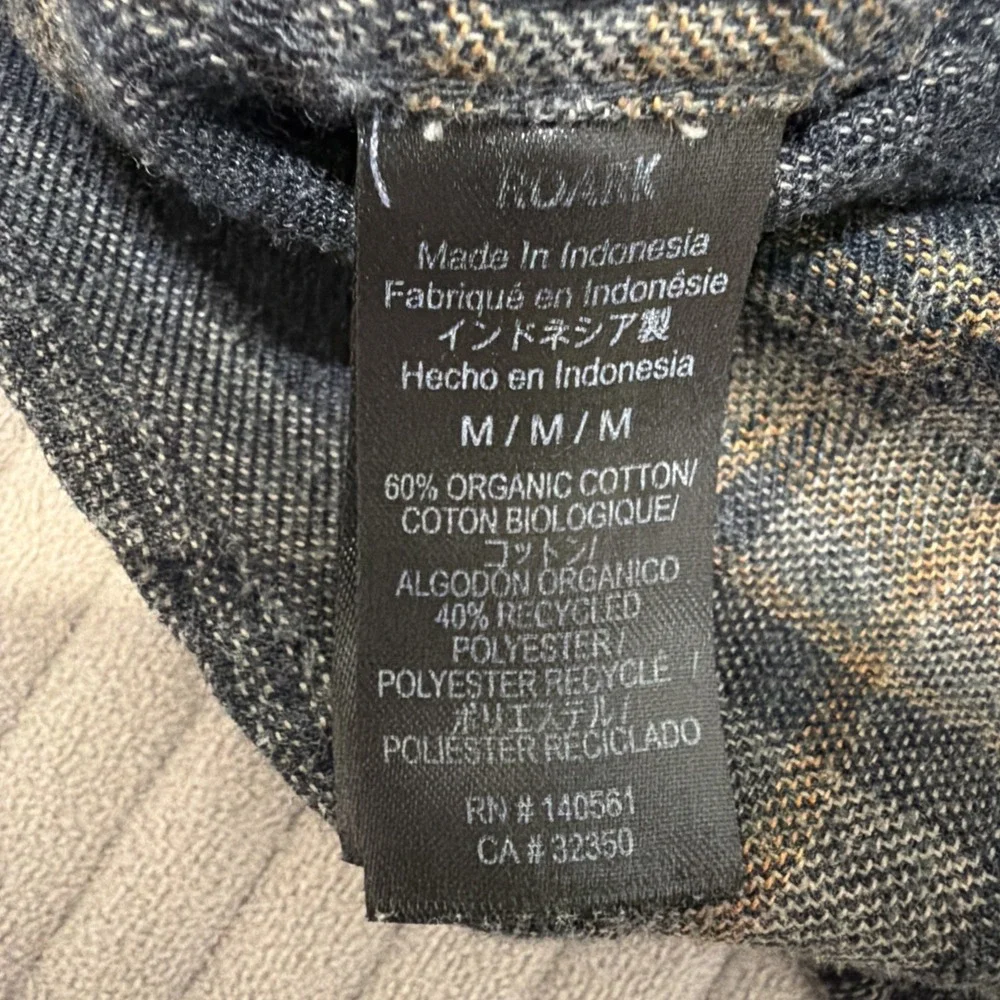Roark Flannel Shirt Men Medium Classic Fit Snap Button Flap Pockets Patches